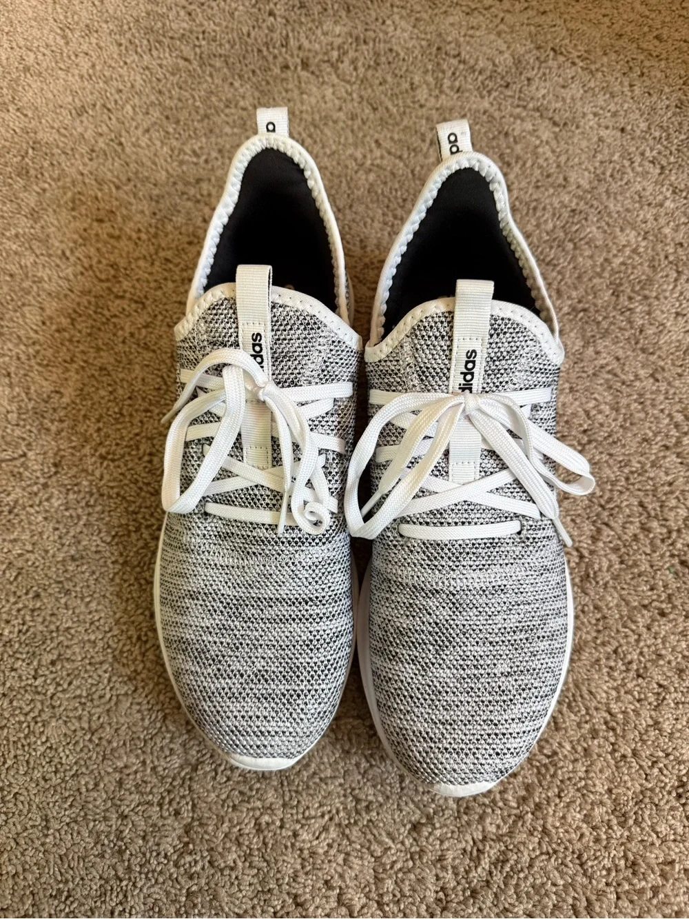 adidas Women’s Gray and White Knit Lightweight Athletic Sneakers